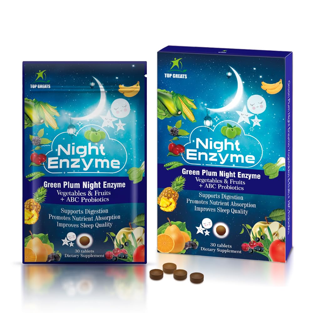 TOP GREATS Night Enzyme Daily Multi Digestive Enzymes with Probiotics, 120 Tablets