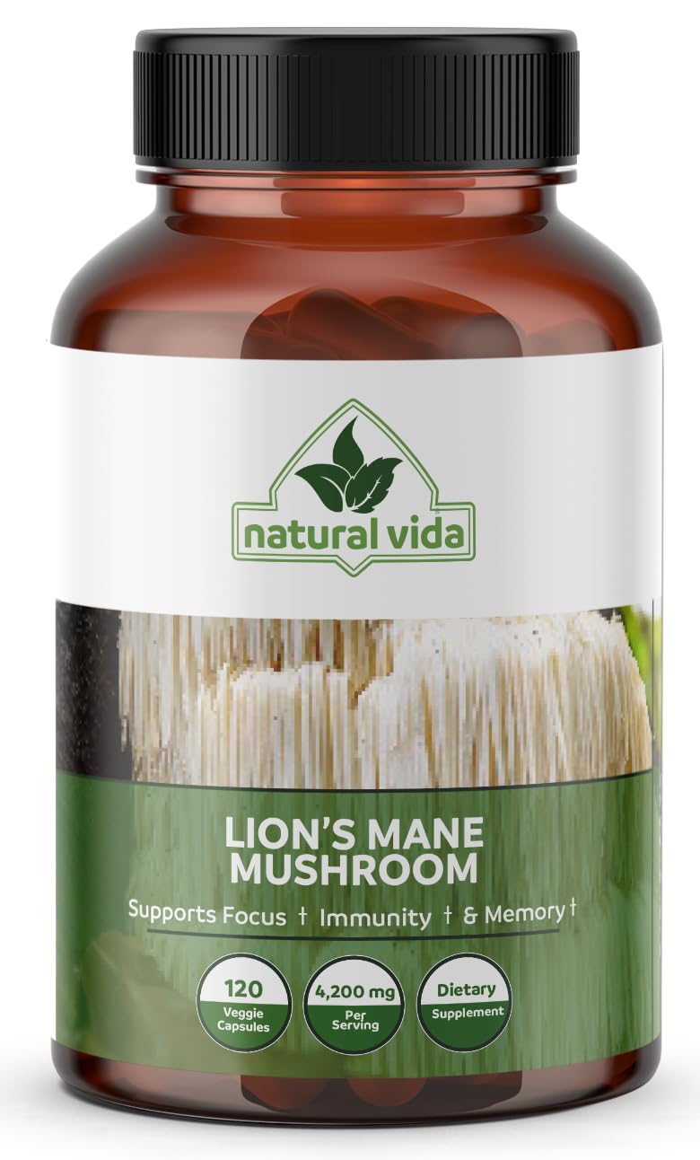 Natural Vida Lion's Mane Mushroom Extract Capsule 120 Count