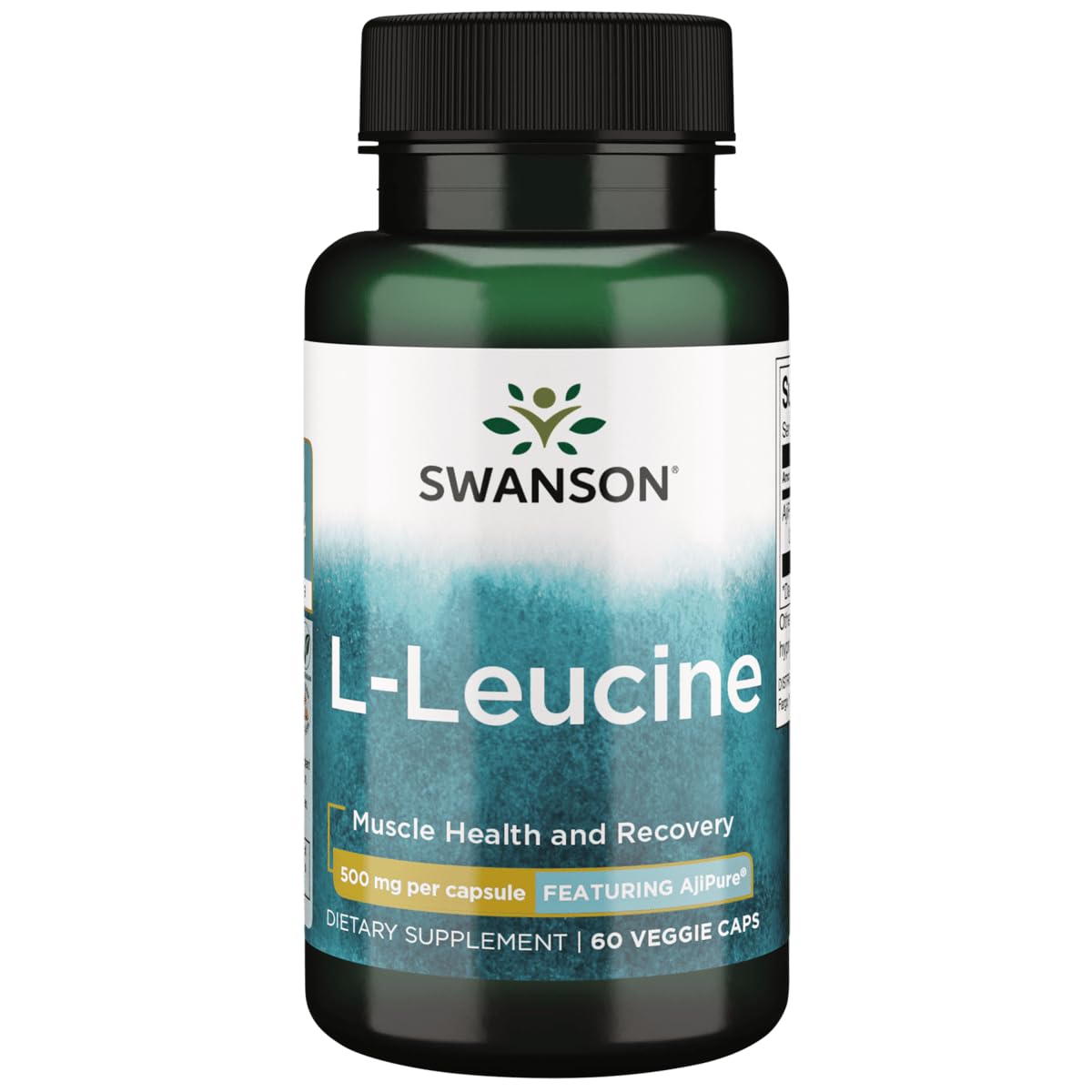 Swanson Amino Acid Ajipure L-Leucine Pharmaceutical Grade 500 mg Capsules, 60 Capsules