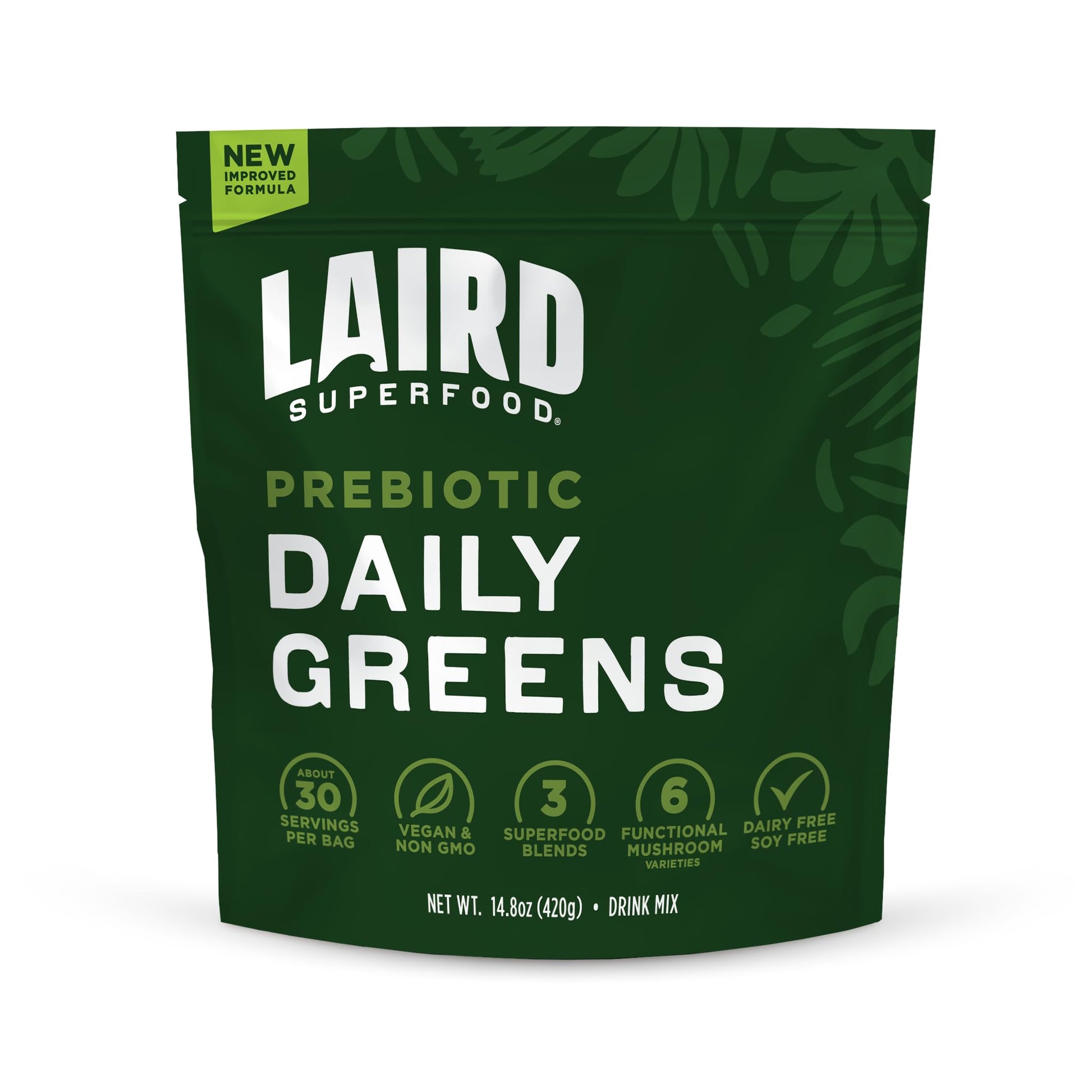 Laird Superfood Prebiotic Daily Greens Powder, 14.8 oz