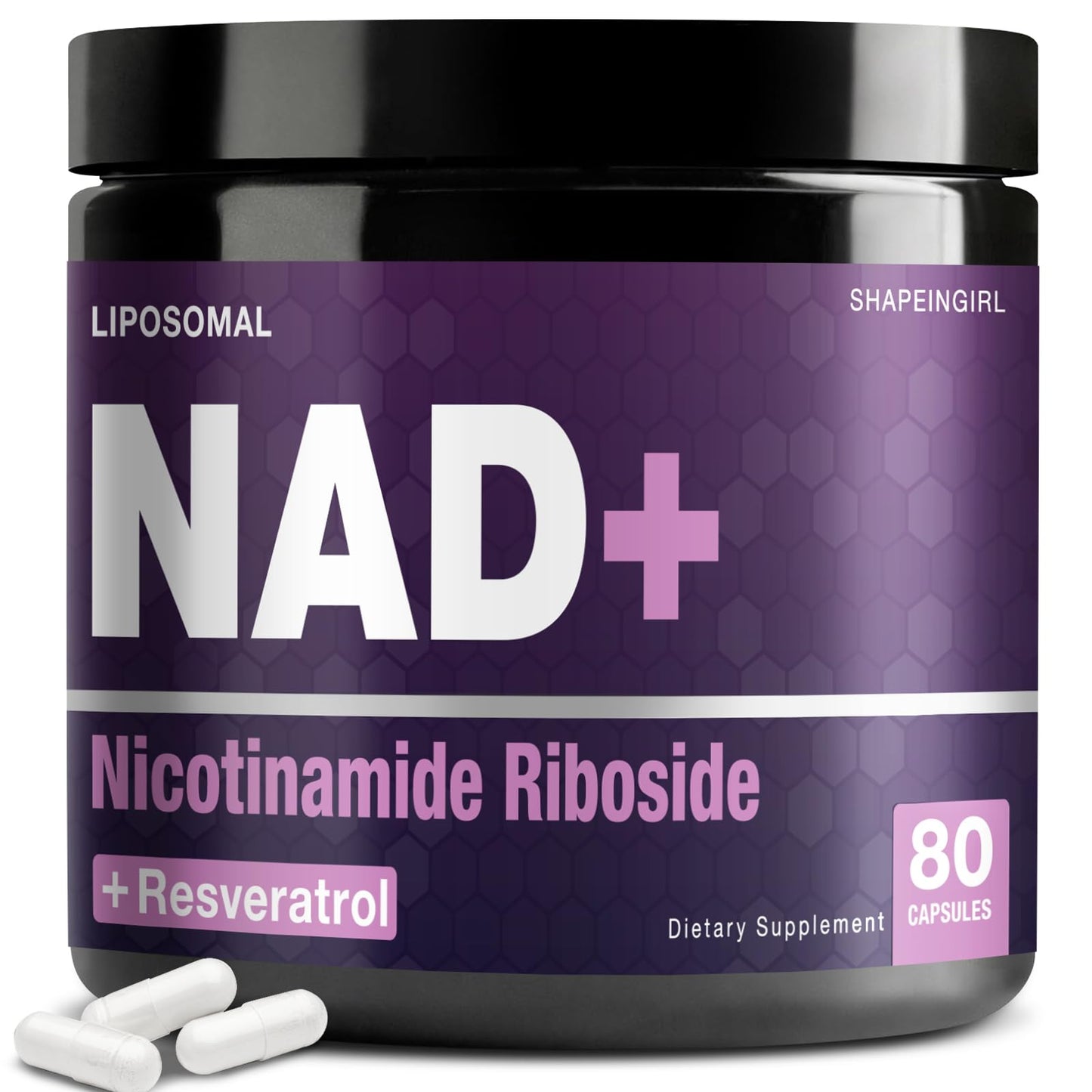SHAPEINGIRL NAD Supplement - Nicotinamide Riboside Resveratrol Capsule 80 Count