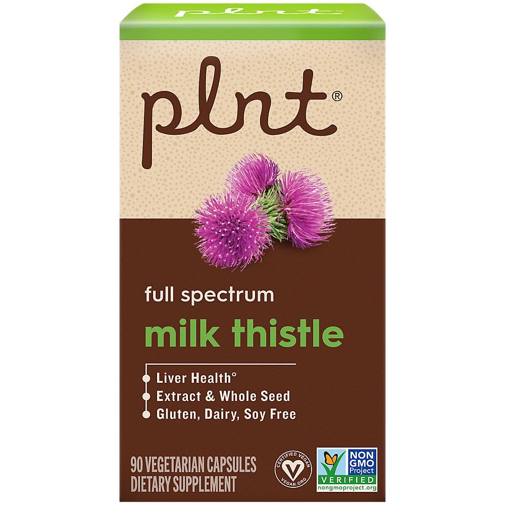 plnt Milk Thistle for Liver Health - Full Spectrum Extract & Whole Seed Capsules, 90 Count