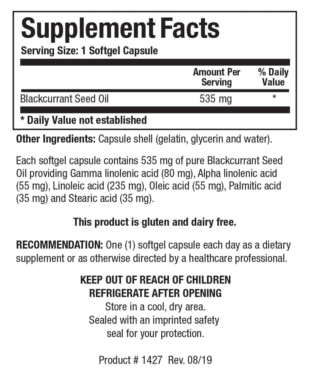 Biotics Research Blackcurrant Seed Oil 535 mg Softgels, 60 Count