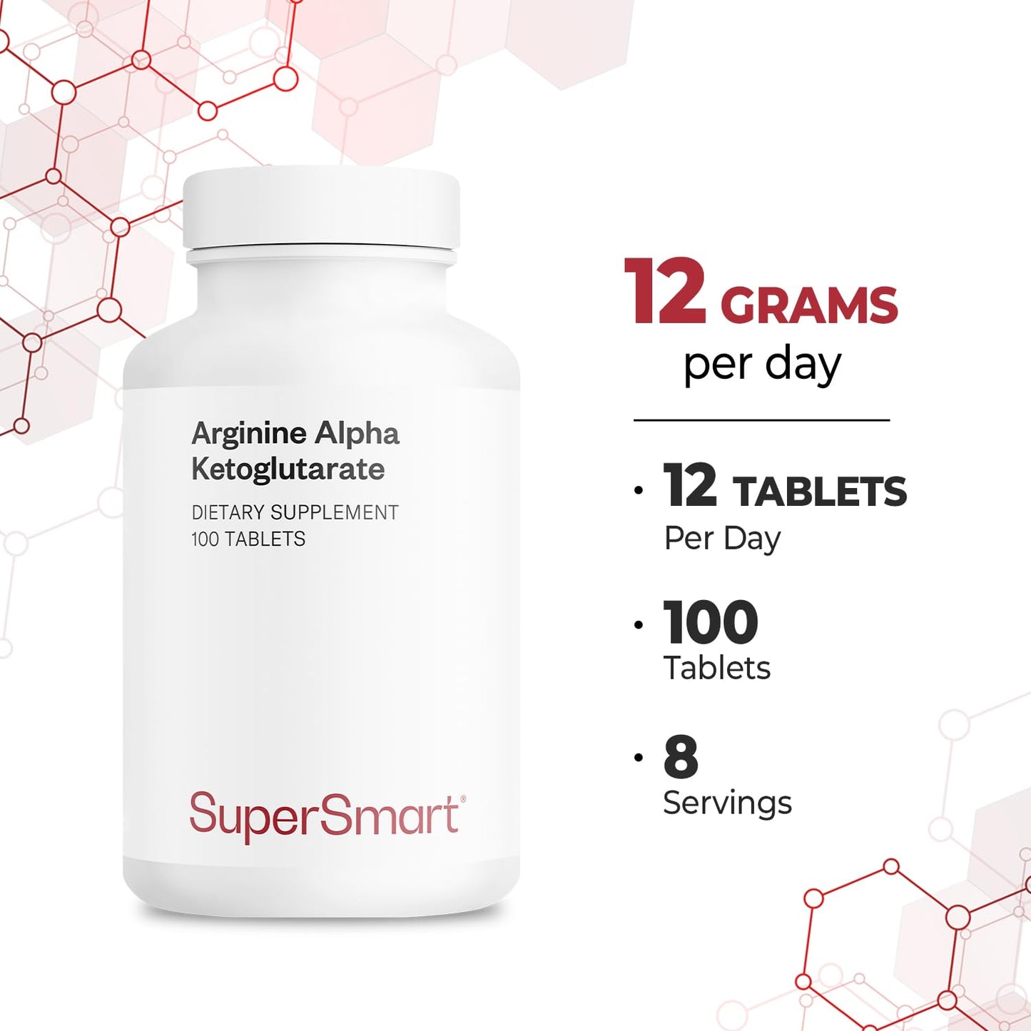 Supersmart Arginine Alpha Ketoglutarate (AAKG) Tablets, 100