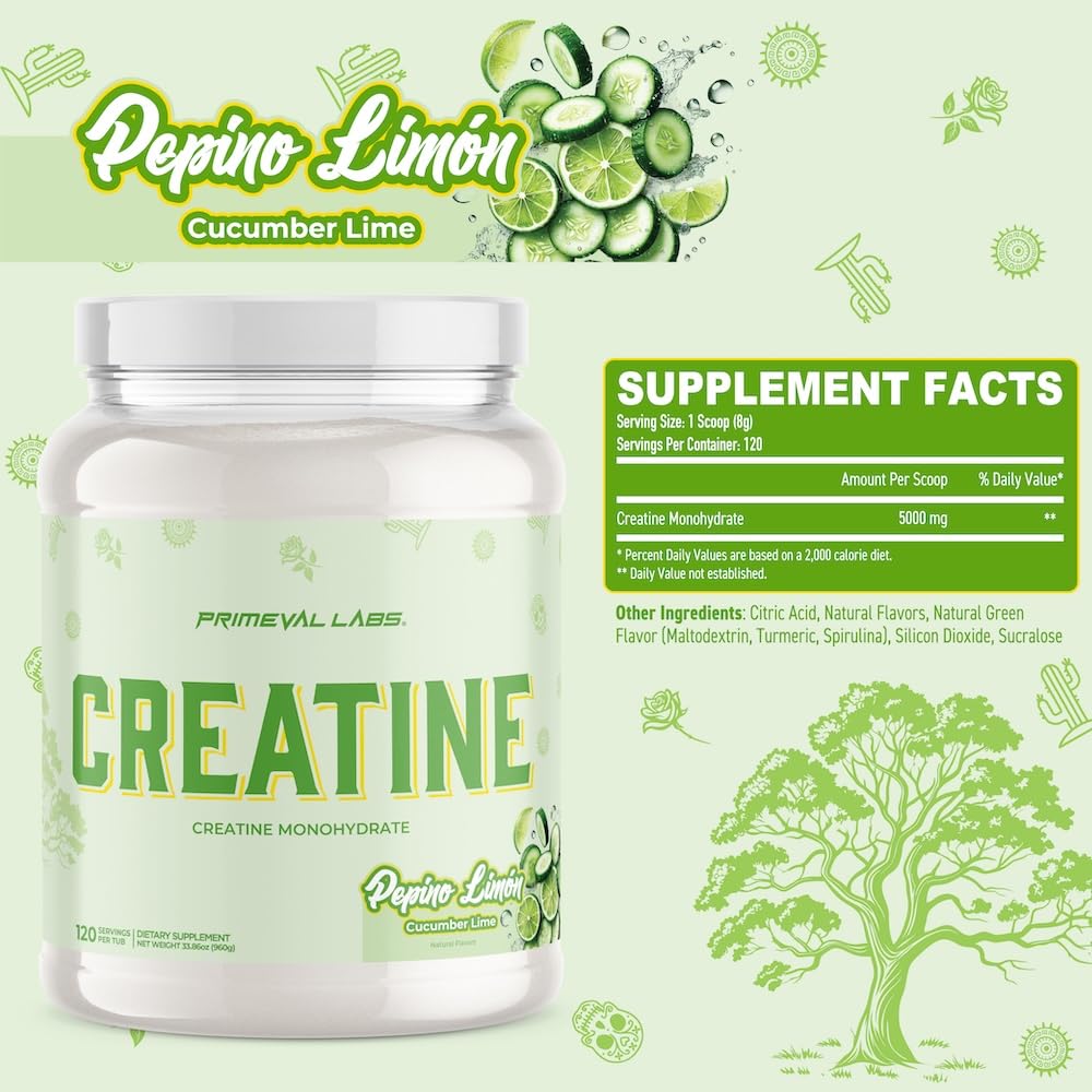 Primeval Labs Clean Creatine Monohydrate Powder, 120 Servings