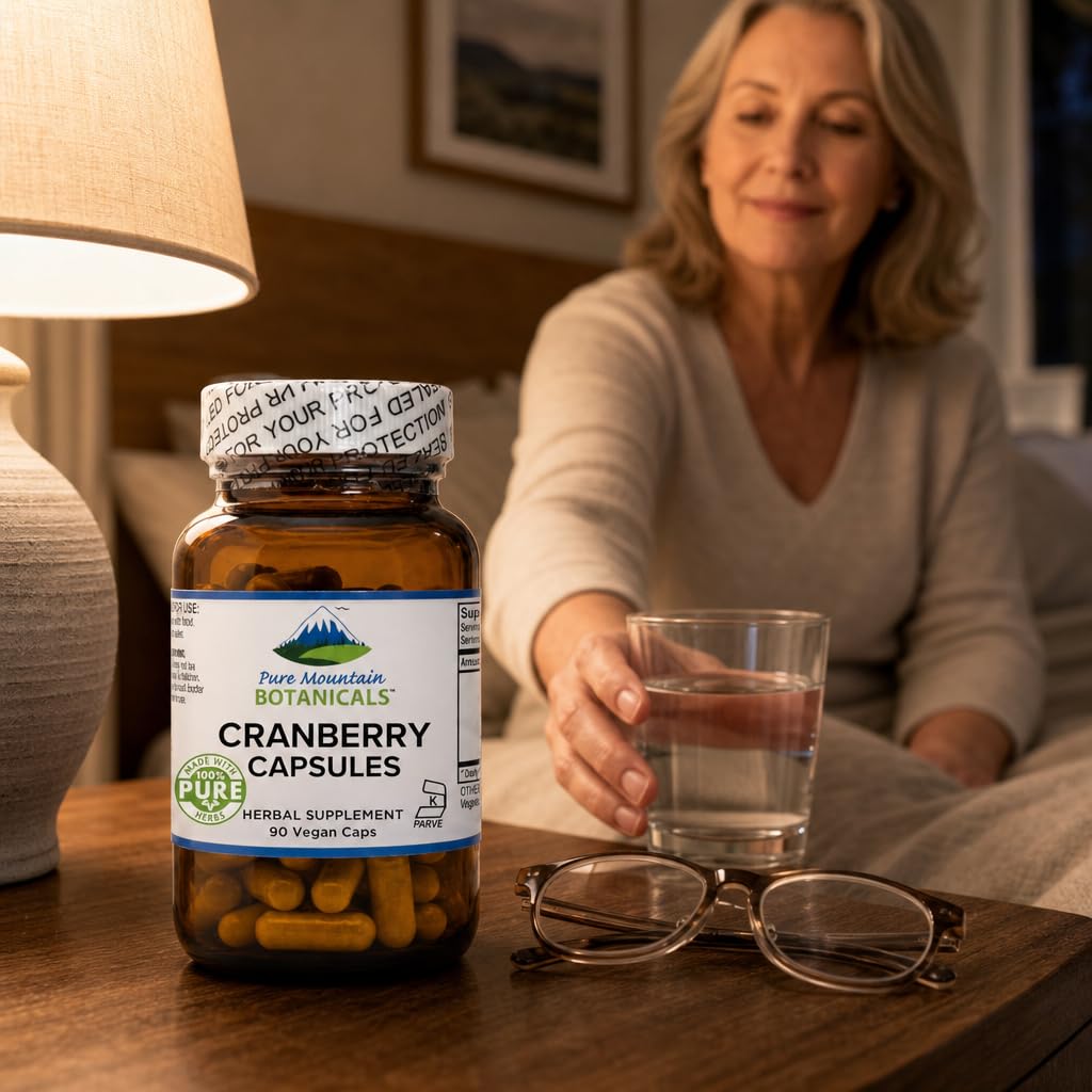 Pure Mountain Botanicals Cranberry Pills for Women 400mg Extract Capsules 90 Count