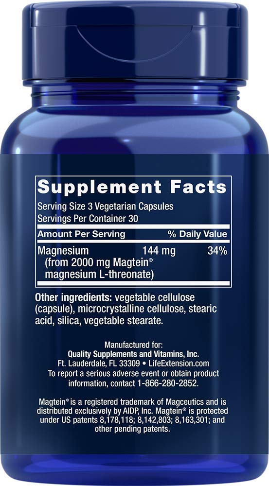 Life Extension Neuro-Mag Magnesium L-Threonate Dietary Supplements Capsules, 90 Count
