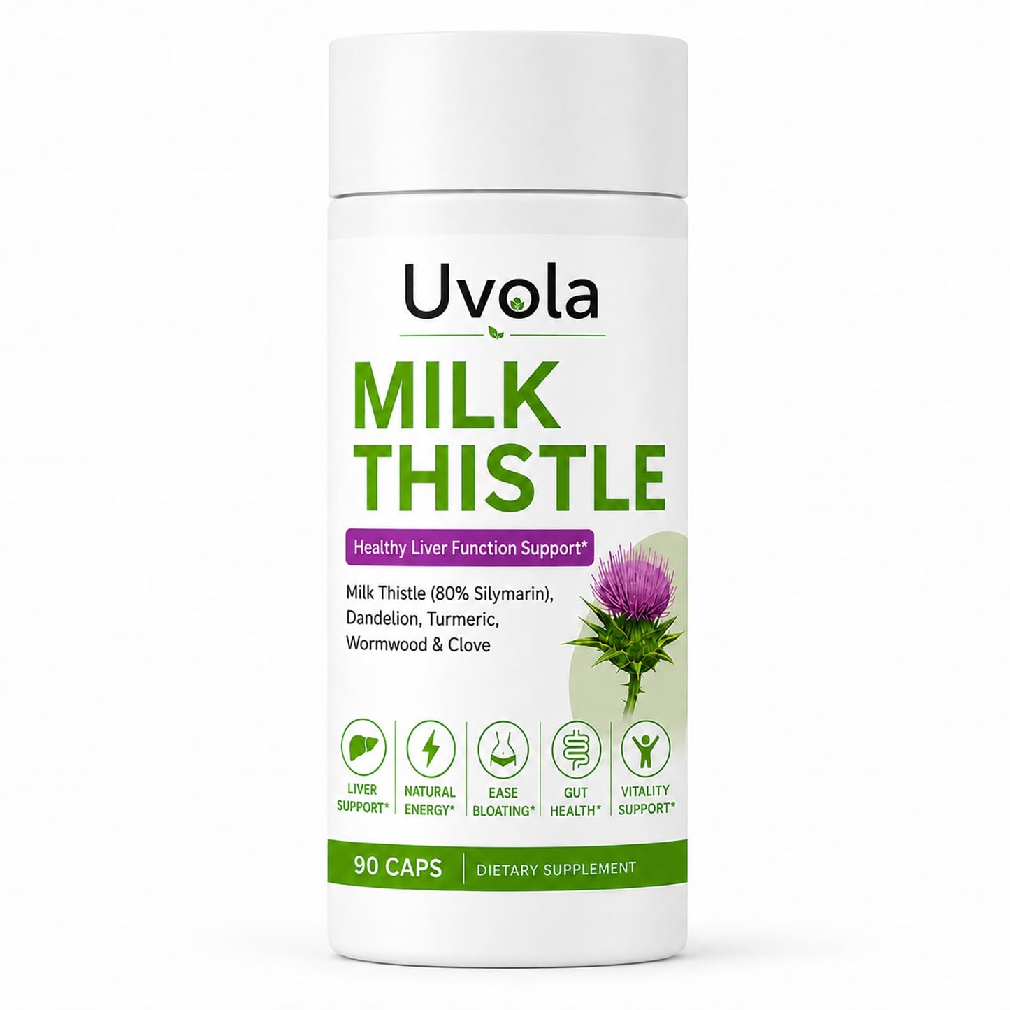 Uvola Milk Thistle Supplement 80% Silymarin Capsule, 90 Capsules