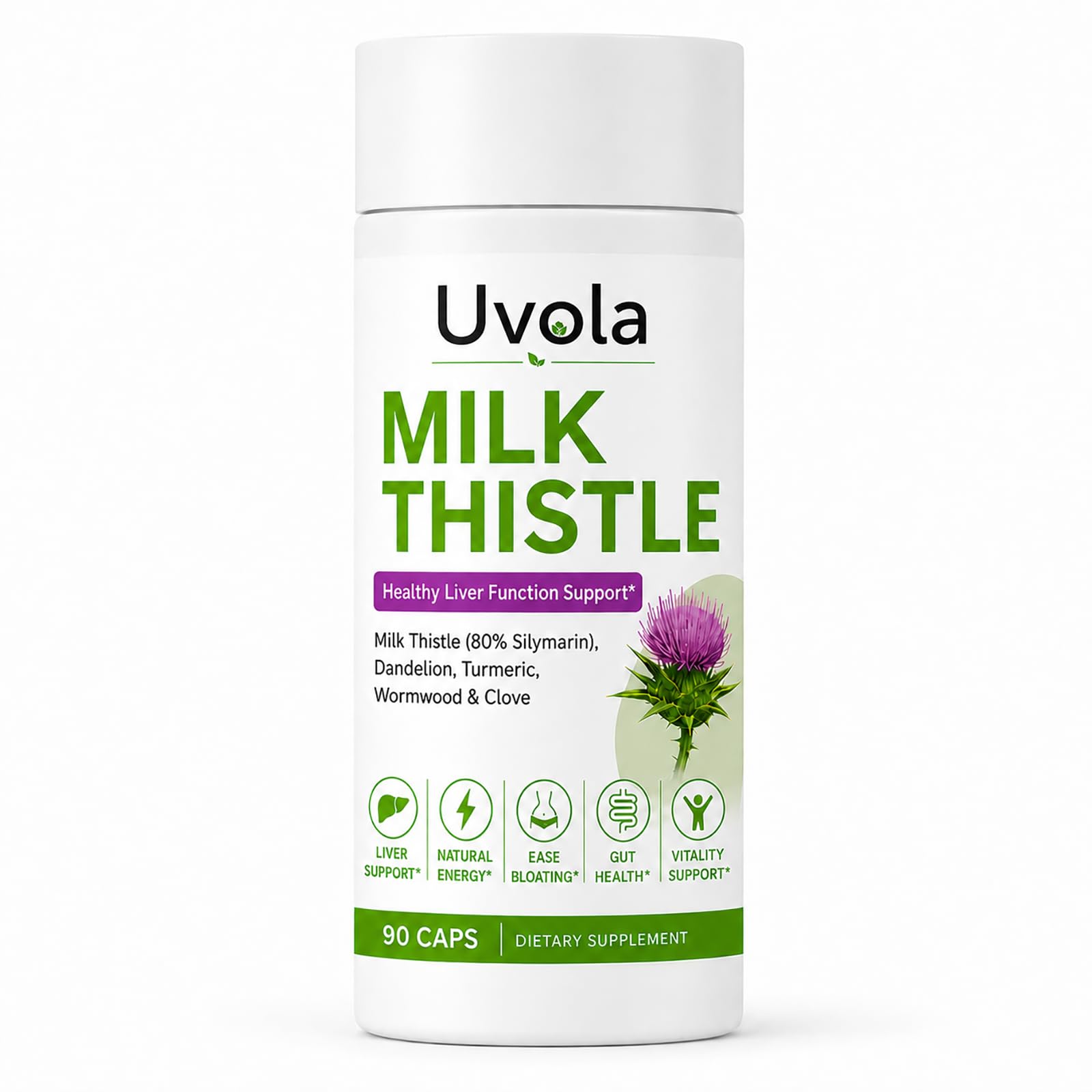 Uvola Milk Thistle Supplement 80% Silymarin Capsule, 90 Capsules