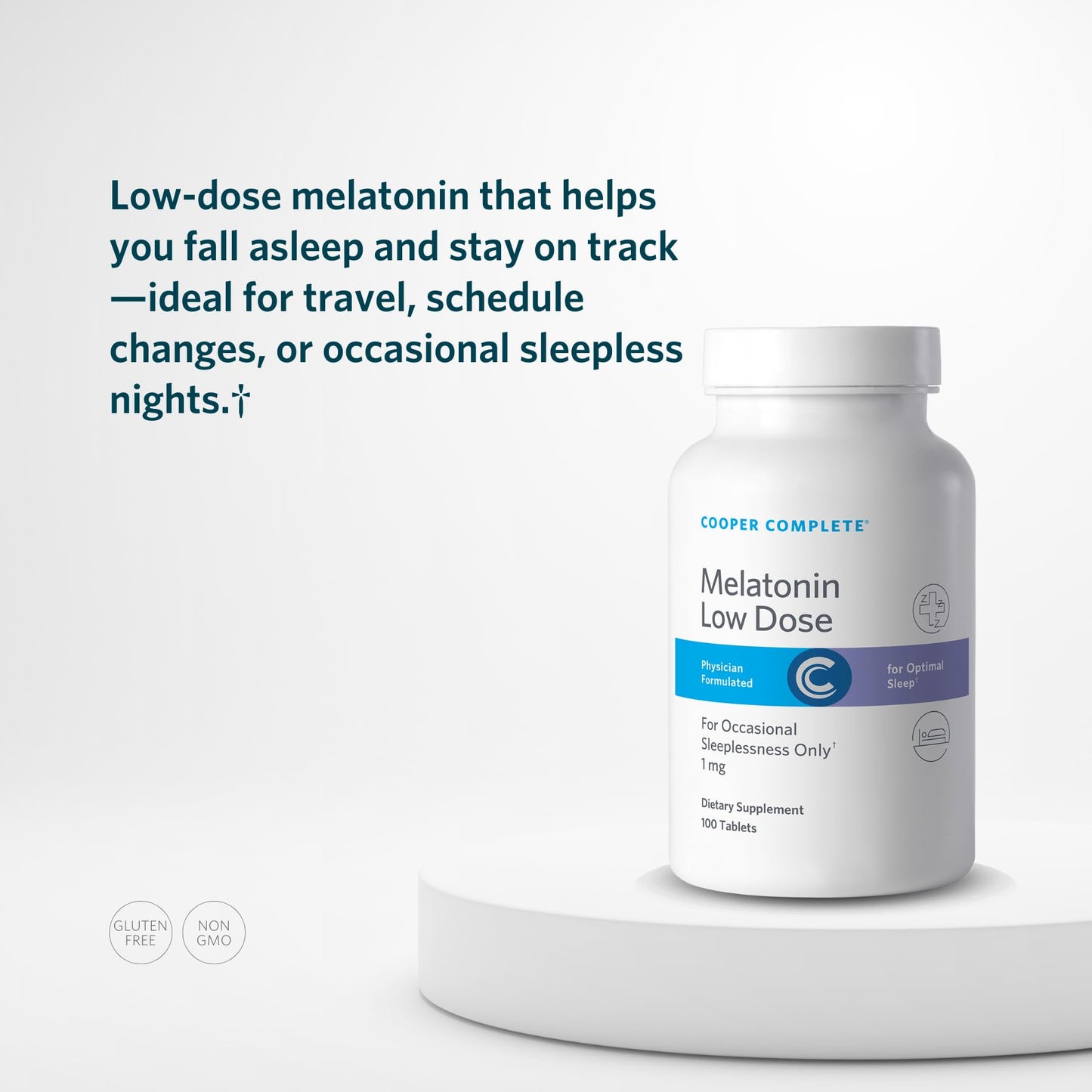 Cooper Complete Low Dose Melatonin 1 mg – Quick Release Sleep Support Tablet, 100 Count