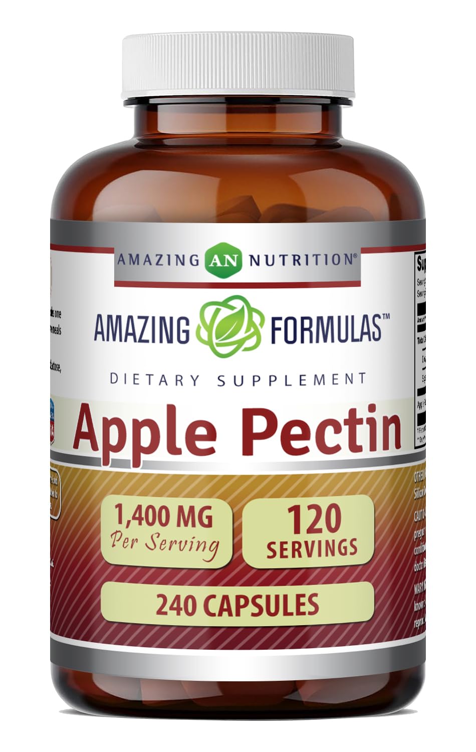 Amazing Nutrition Apple Pectin 1400 mg per Serving Supplement Capsules, 240 Count