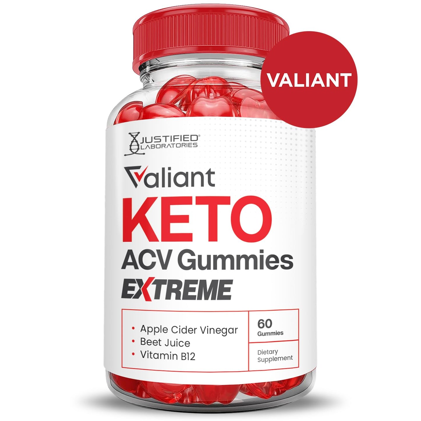 Justified Laboratories Valiant Keto ACV Gummies Extreme 2000MG 60 Count