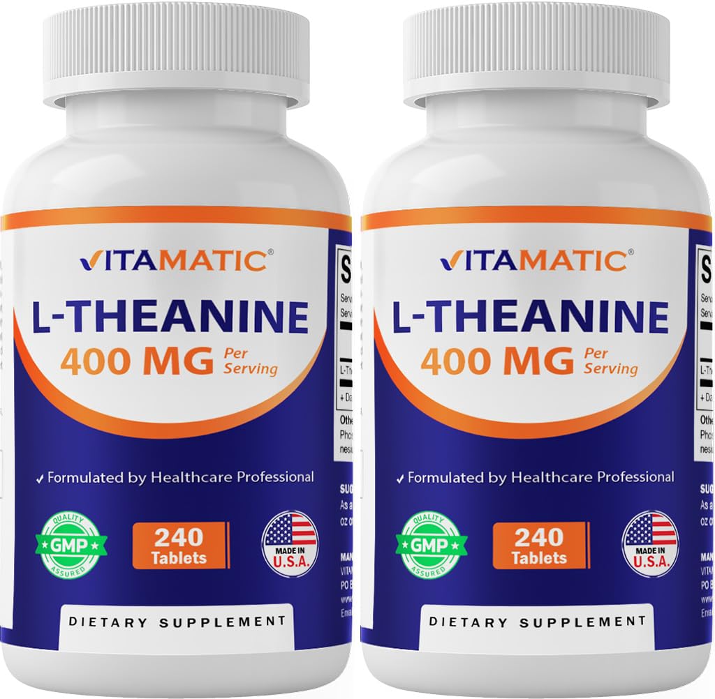 Vitamatic L-Theanine Supplement 400mg per Serving, 480 Tablets