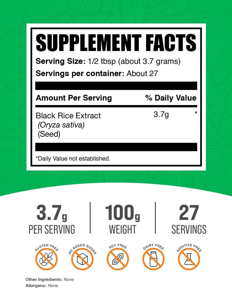 BulkSupplements Black Rice Extract Powder 3.53 oz