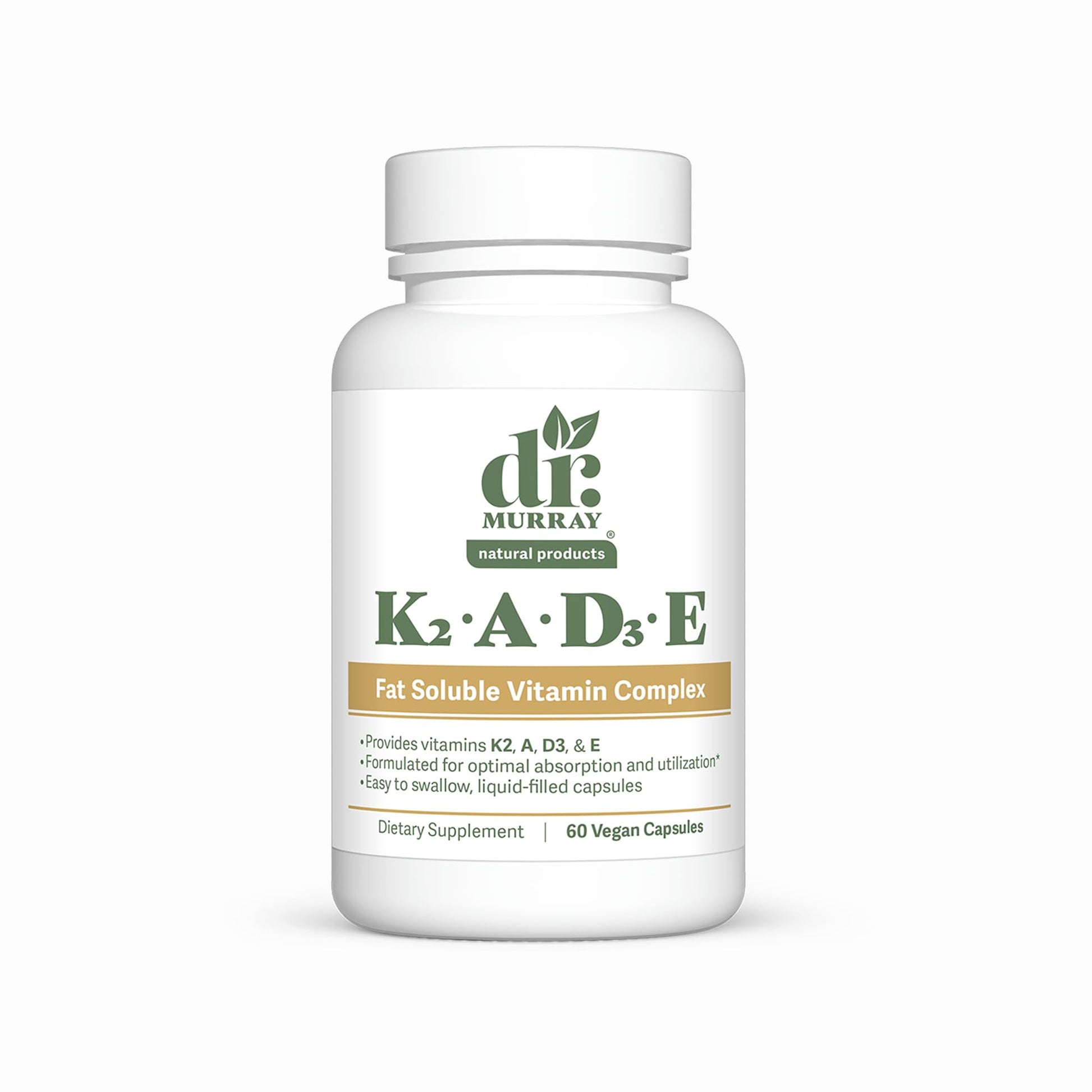 Dr. Murray Natural Products Vitamin K2-D3-A-E Liquid Vegan Capsules 60 Count