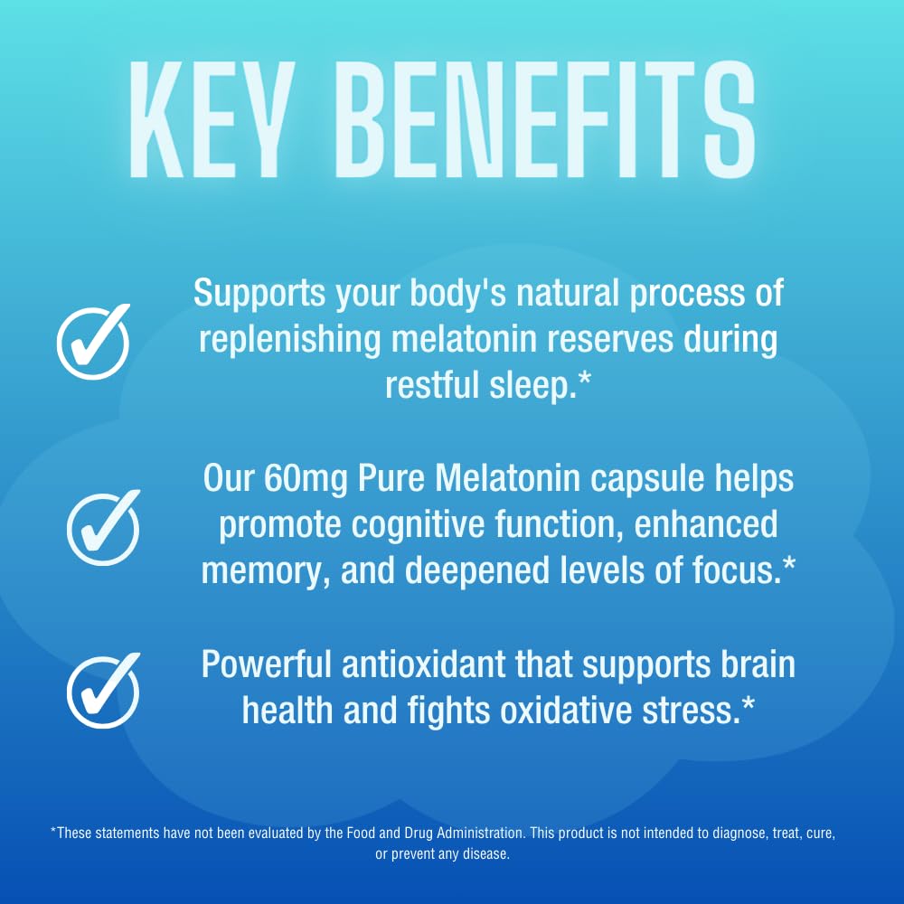 CAREFAST Pure Melatonin 60mg Capsule, 180 Count