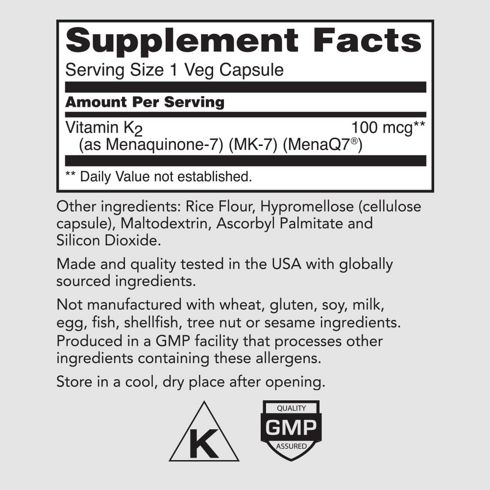 PureFormulas Vitamin K2 MK7 (Menaquinone-7) High Potency 90mcg, 60 Capsules