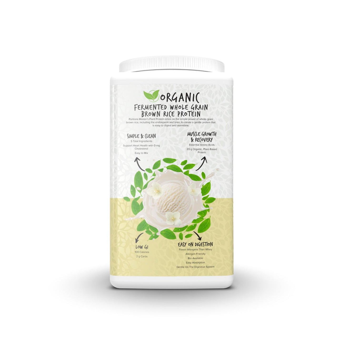 Portions Master Plant Protein Powder, Fermented Brown Rice Vanilla, 26.4 Servings