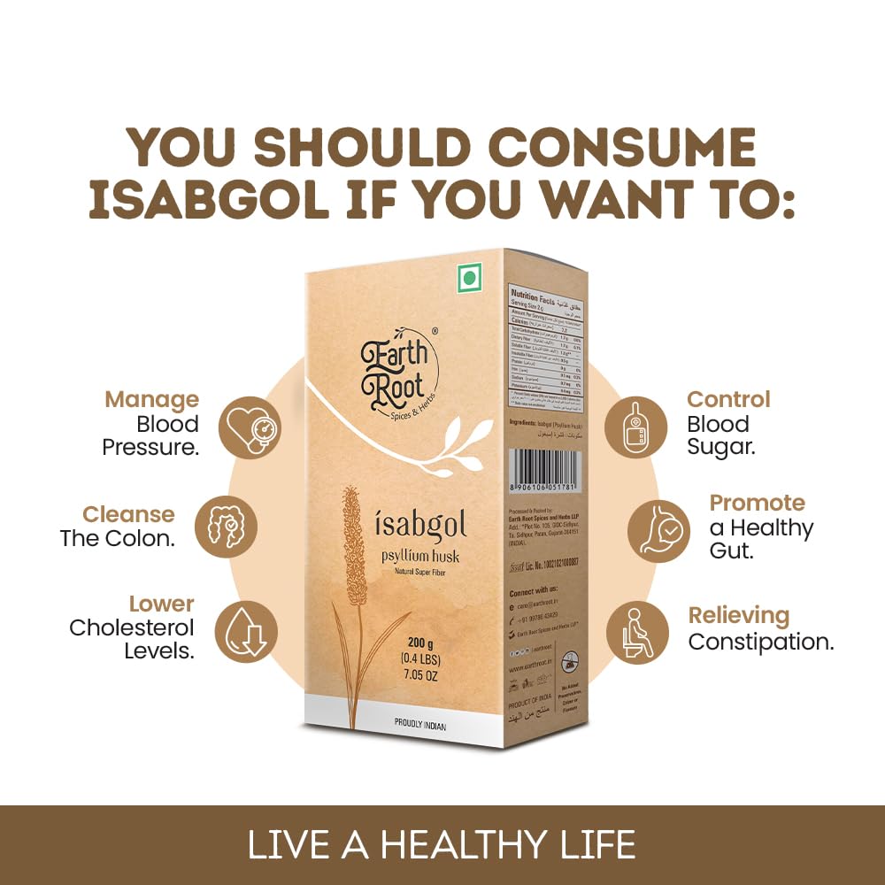 EARTHROOT Isabgol Psyllium Husk Powder 7.05 oz
