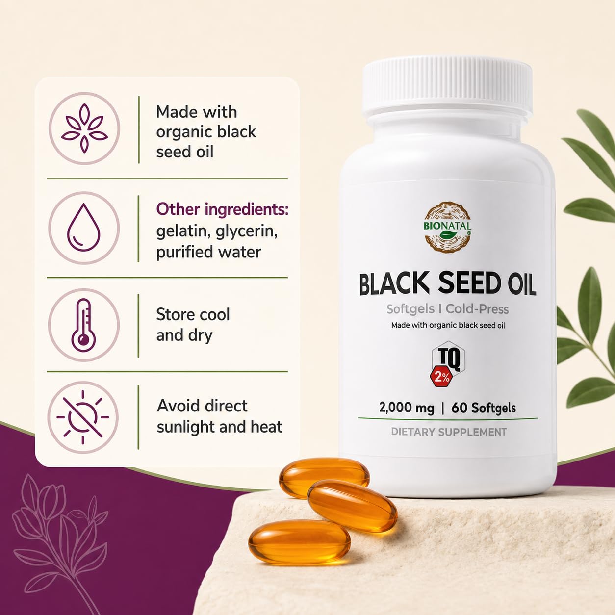 BioNatal Black Seed Oil Softgels 60 Count
