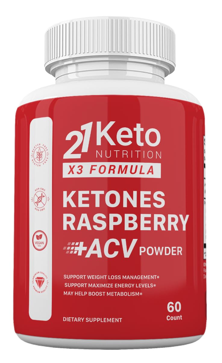 Zonata 21 Keto Nutrition X3 Formula Keto + ACV Capsules with Raspberry, 60 Capsules