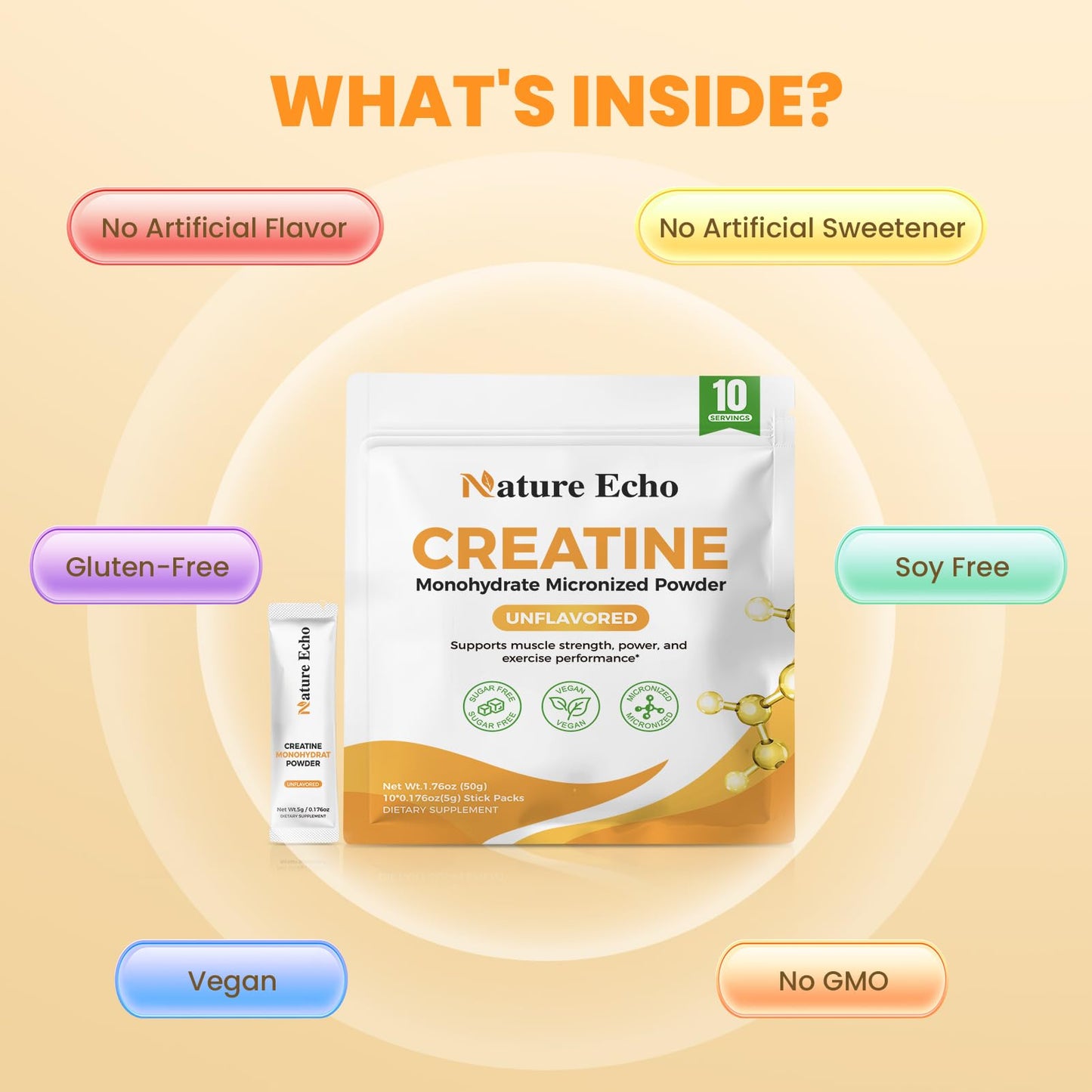 Nature Echo Creatine Monohydrate Micronized Powder 1.76 oz