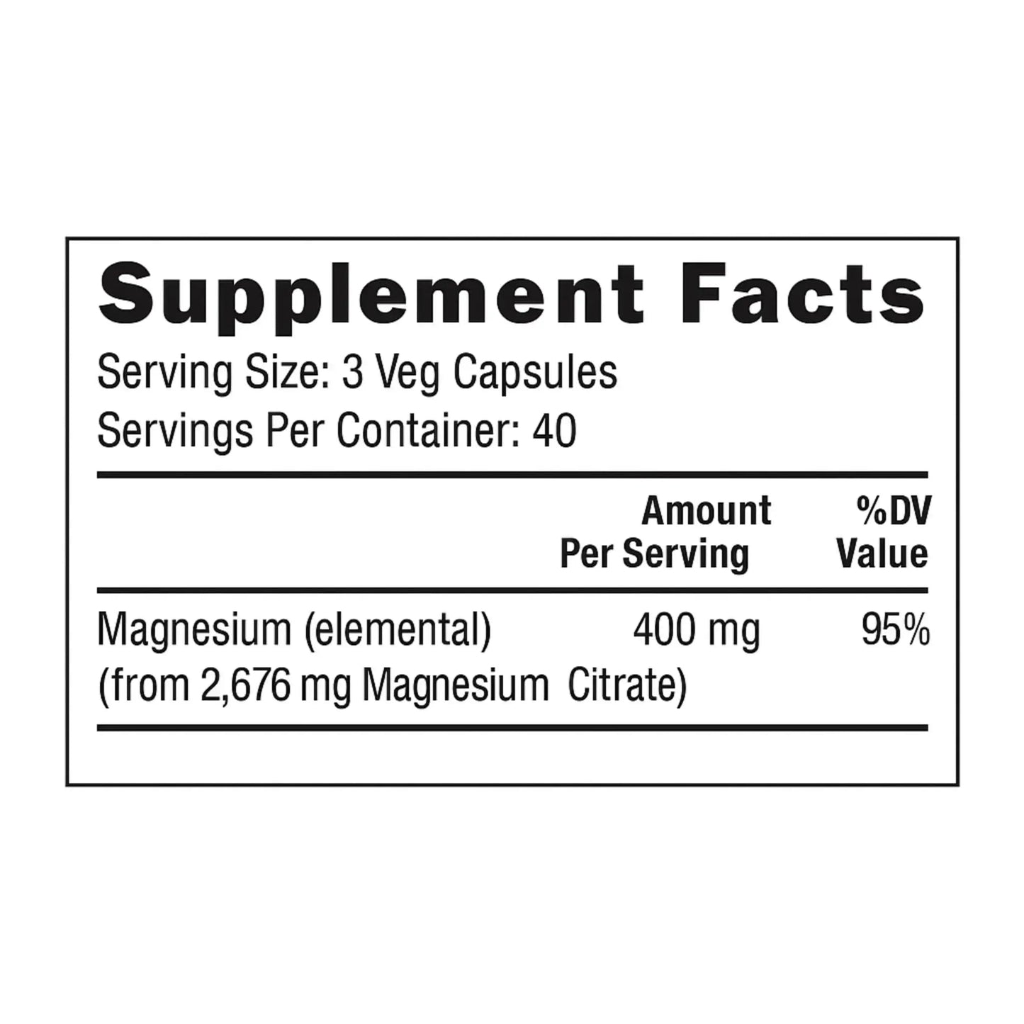 Manteniendo Tu Salud Magnesium Citrate 400mg Veg Capsules, 120