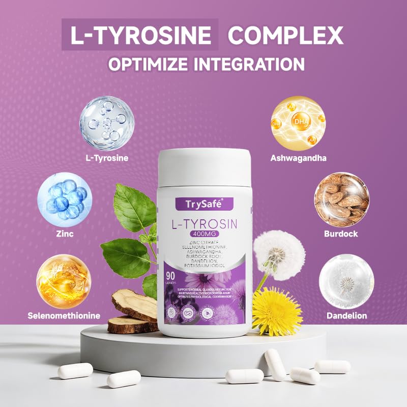 TrySafe 9-in-1 400mg L-Tyrosine Complex Capsule, 90 Count
