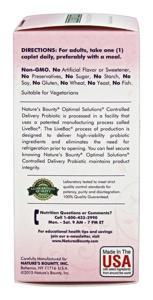 Nature's Bounty Optimal Solutions Probiotics Targeted Release Caplets, 30