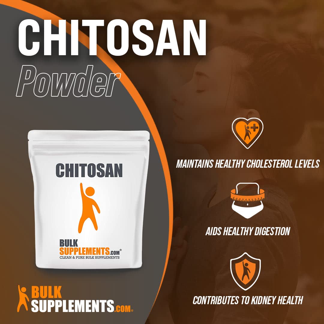 BulkSupplements Chitosan Powder, Fiber & Kidney Support Supplement, Gluten Free, Food Grade, 1g per Serving, 2.2 lb Pack of 5