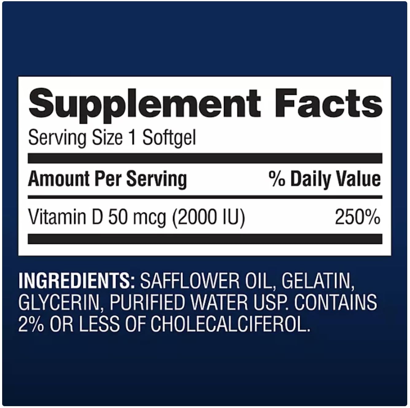 Generic Vitamin D3 50 mcg Softgels 400 Count