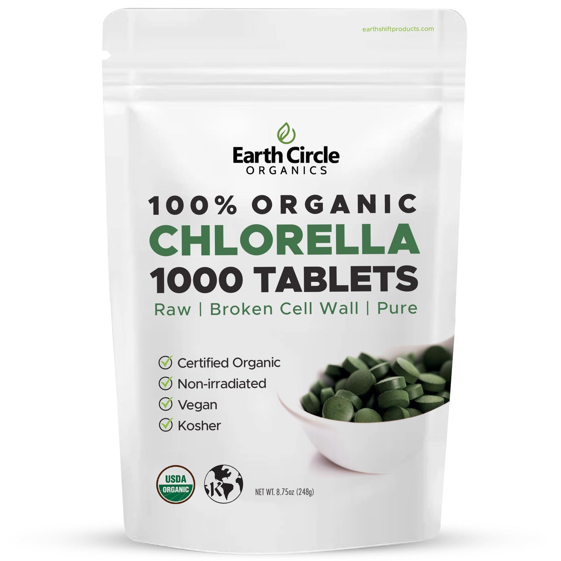 Earth Circle Organics Organic Chlorella Tablets 1000 Count