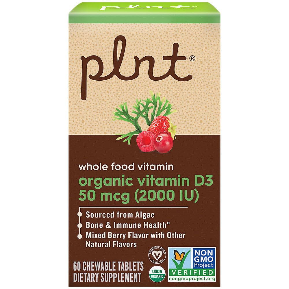 plnt Organic Vitamin D3 Chewable Tablets Mixed Berry, 60 Tablets