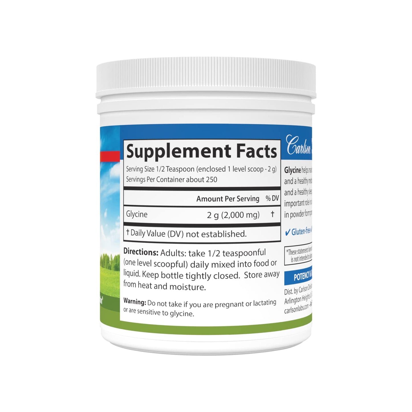 Carlson Glycine Powder, 2000 mg Glycine, 17.6 oz