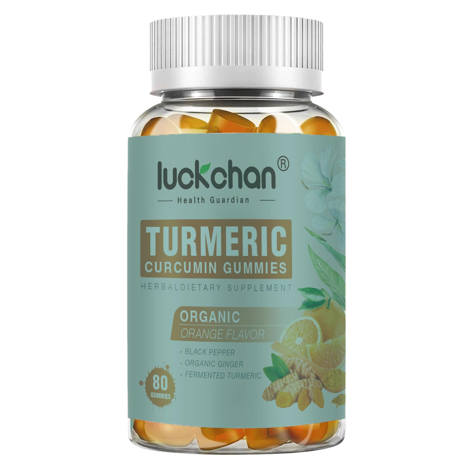 LUCKCHAN Turmeric Curcumin Gummies for Adults (Peach) 80 Count