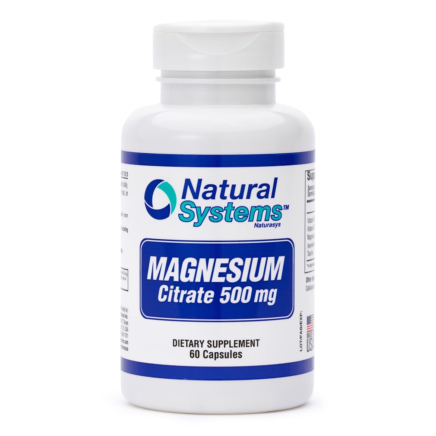 Natural Systems Naturasys Magnesium Citrate 500mg Capsules 60 Count