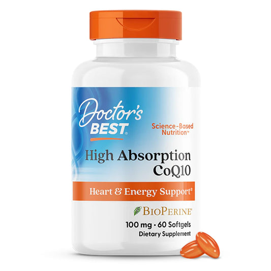 Doctor's Best High Absorption CoQ10 with BioPerine 100 mg Softgels, 60 Count