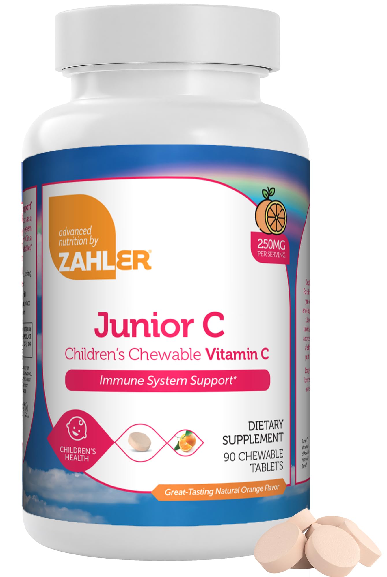 Zahler Junior C Advanced Chewable Vitamin C for Kids 90 Count Tablets