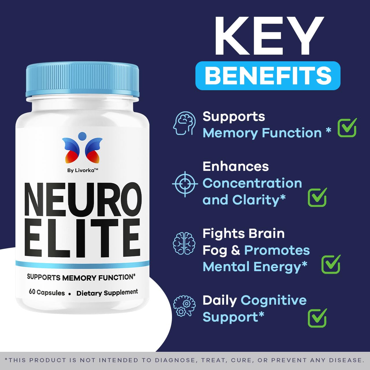 LIVORKA Neuro Elite Brain & Memory Support Capsules, 60 Capsules