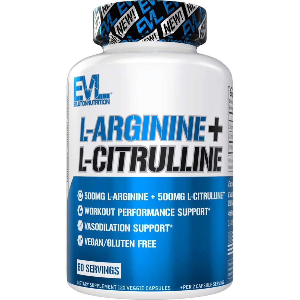 Evlution L-Arginine L-Citrulline Supplement Capsule 120 Count