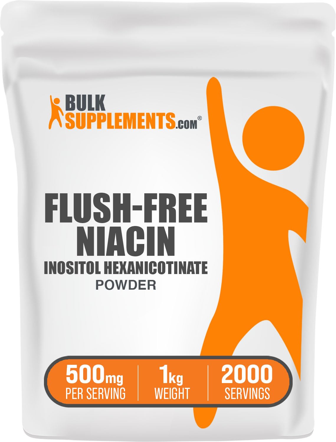 BulkSupplements Niacin Powder Flush Free Inositol Hexanicotinate, Vitamin B3 Supplement, 500mg per Serving, Gluten Free, 35.27 oz