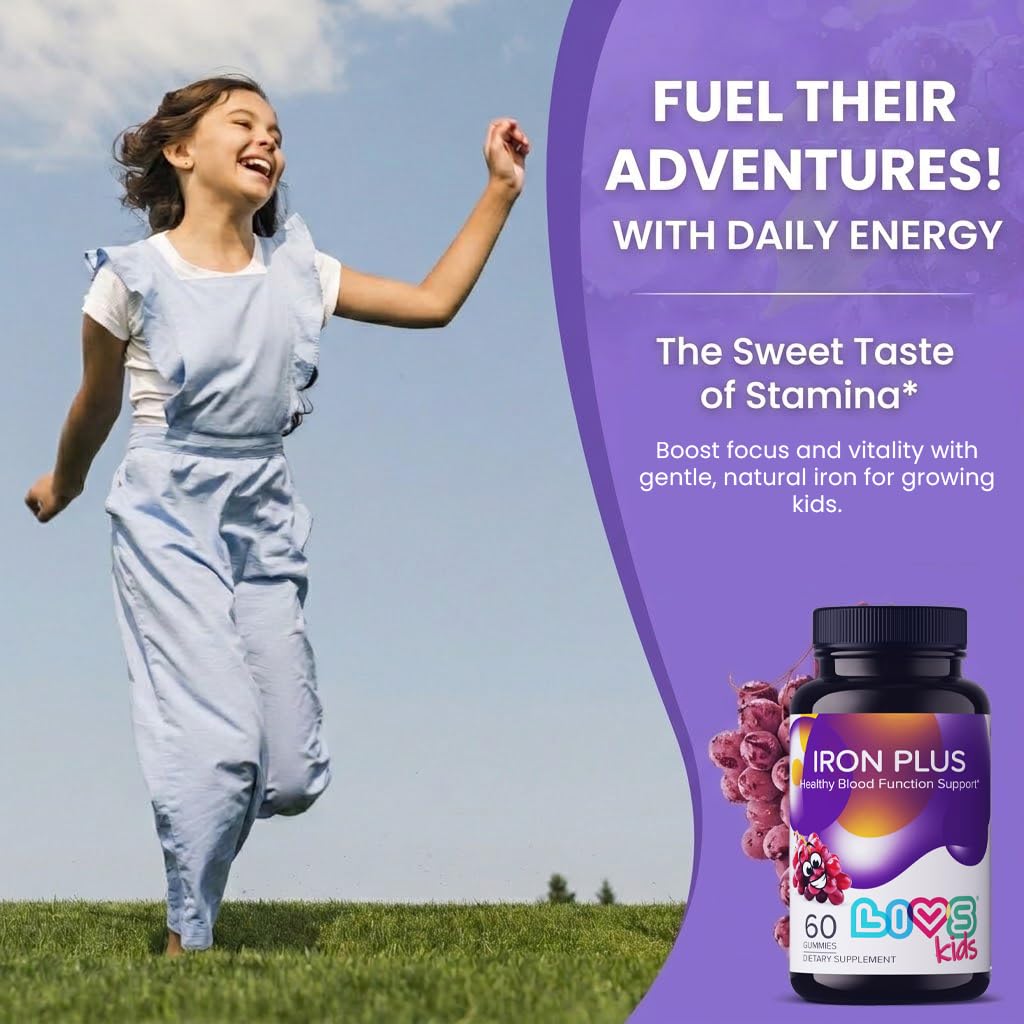 LIVS Iron Supplement for Kids Gummy 60 Count