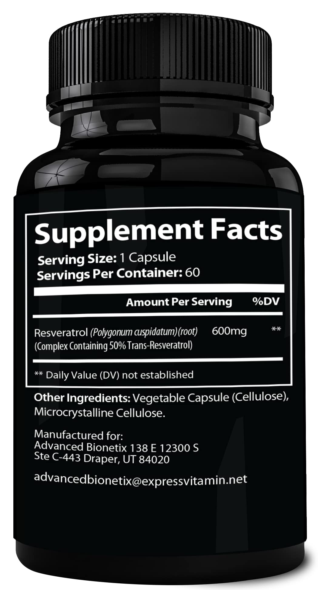Advanced Bionetix Trans Resveratrol 2X Potency Micronized Capsule, 60 Count