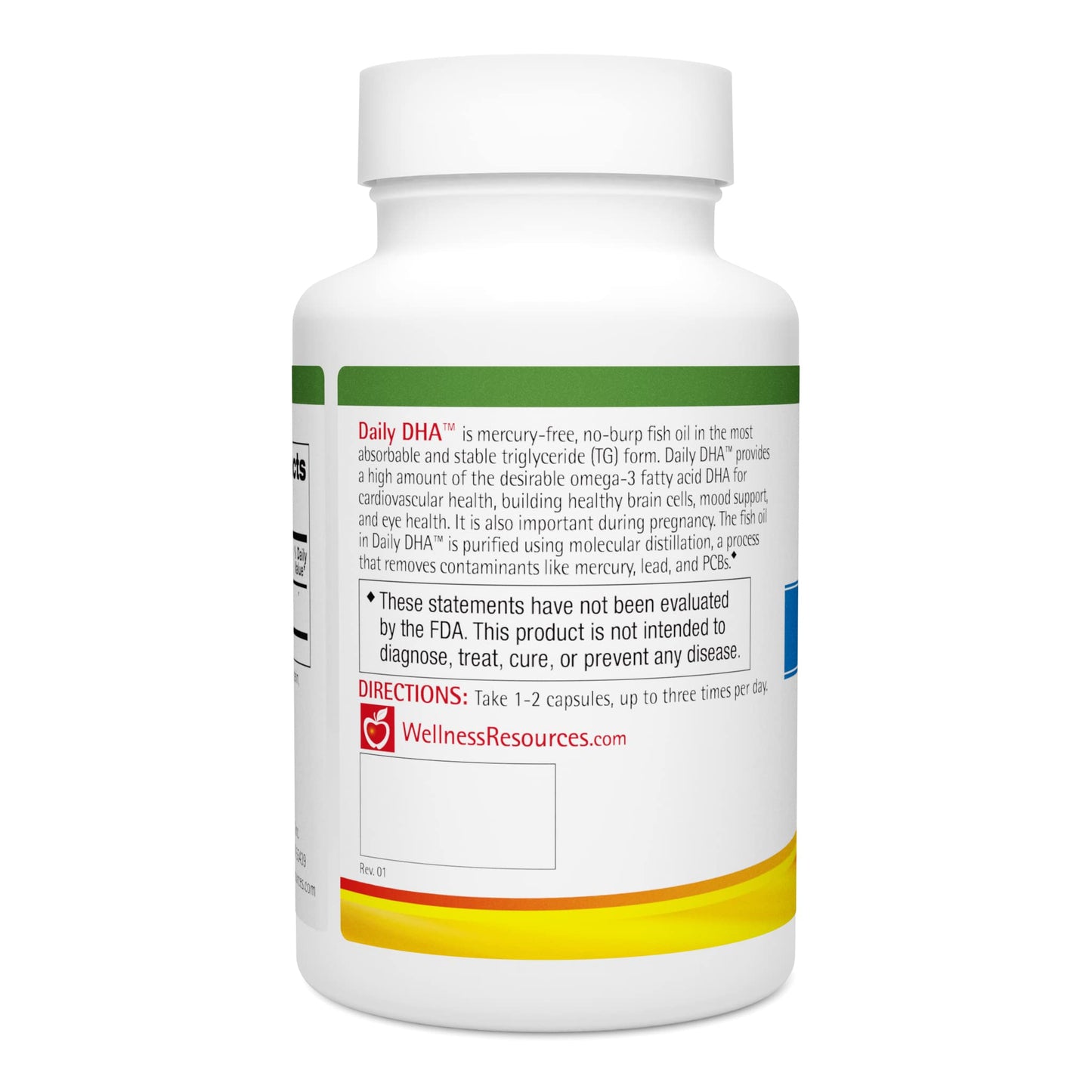 Wellness Resources Daily DHA - Highest Potency & Purity DHA Fish Oil in TG Form 90 Softgels