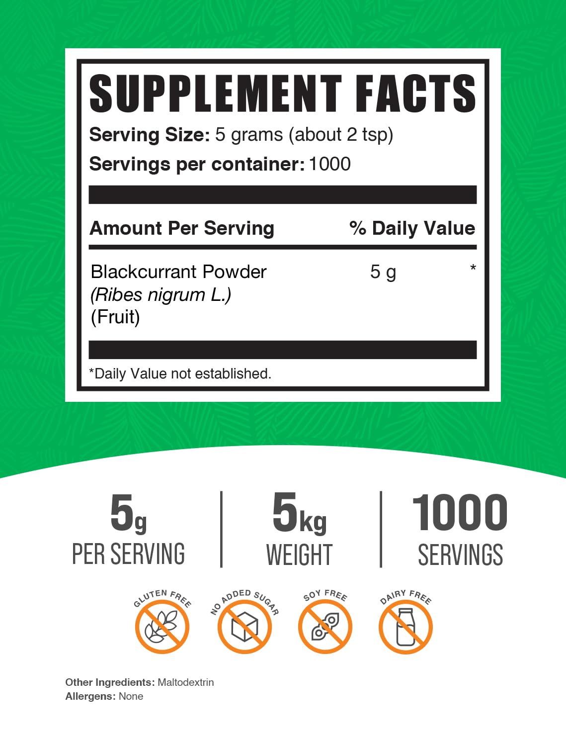 BulkSupplements Blackcurrant Powder 35.27 Ounce (Pack of 5)
