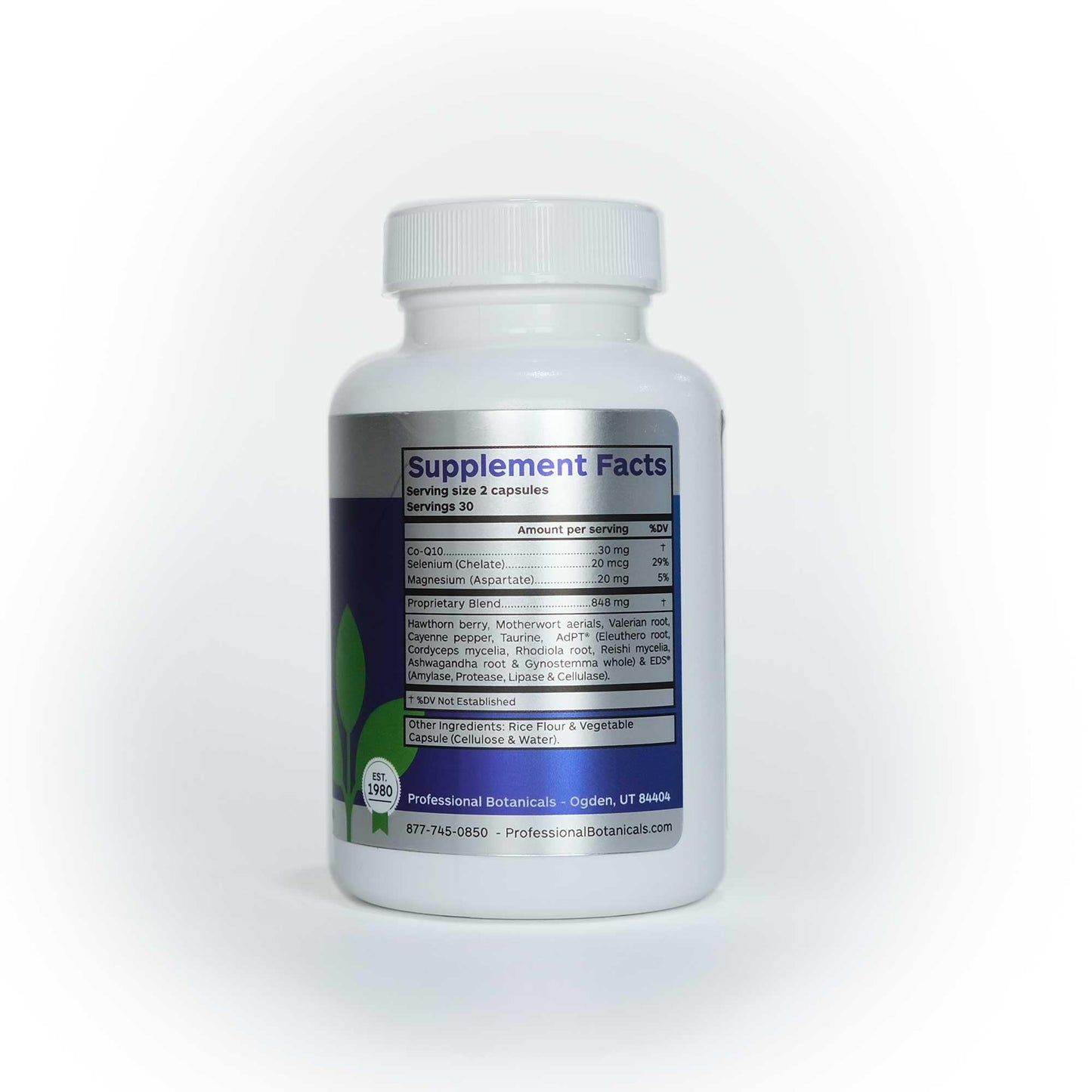 Professional Botanicals Cardio-CoQ CoQ10 - Vegan Formulated Coenzyme Q10 with Hawthorne Berry, Valerian Root, and Cayenne Pepper - 60 Vegetarian Capsules