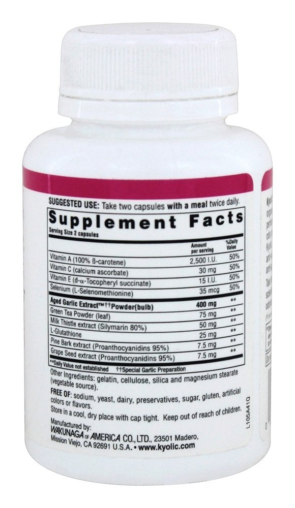 Kyolic Aged Garlic Extract Formula 105 Detox and Anti-Aging Capsules, 1 Capsule