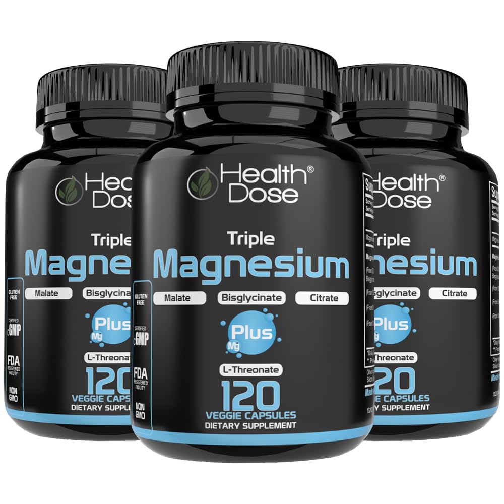 Health Dose Triple Magnesium Complex 1000 mg Capsules, Pack of 3