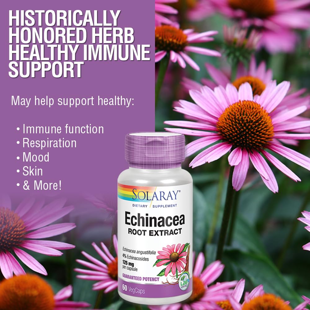 Solaray Echinacea Angustifolia Root Extract 125 mg Capsule, 60 VegCaps