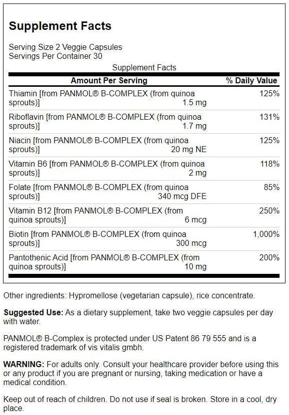 Swanson Real Food Vitamin B-Complex Capsules 60